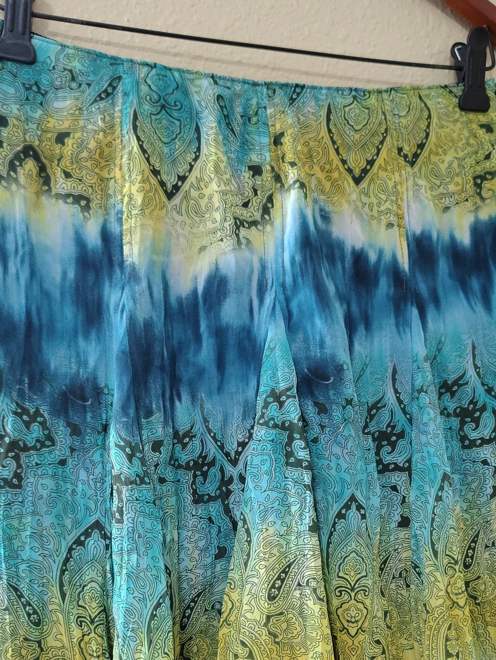 Vintage Tracy Evan Tie Dye Paisley Ruffle Mini Skirt Size 1 Fairy Grunge 90s
